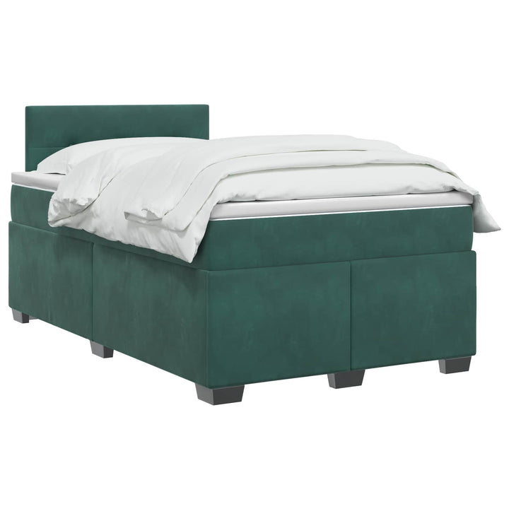 Box Spring Seng med Madras og LED Mørkegrøn 120 x 190 cm Velour