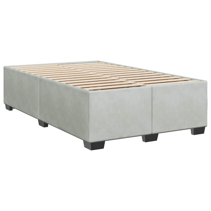 Box Spring Seng med Madras og LED Lysegrå 120 x 190 cm Velour