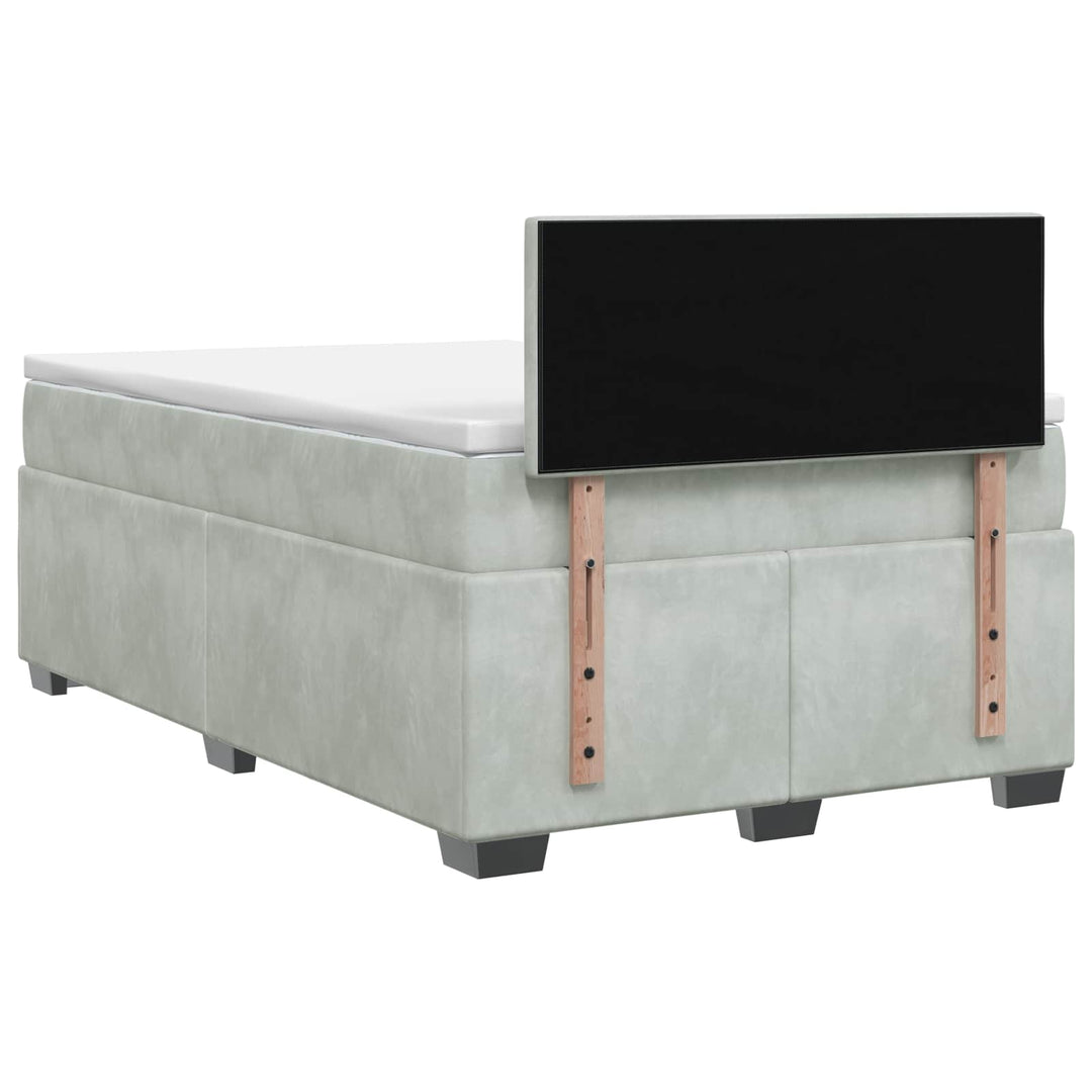 Box Spring Seng med Madras og LED Lysegrå 120 x 190 cm Velour