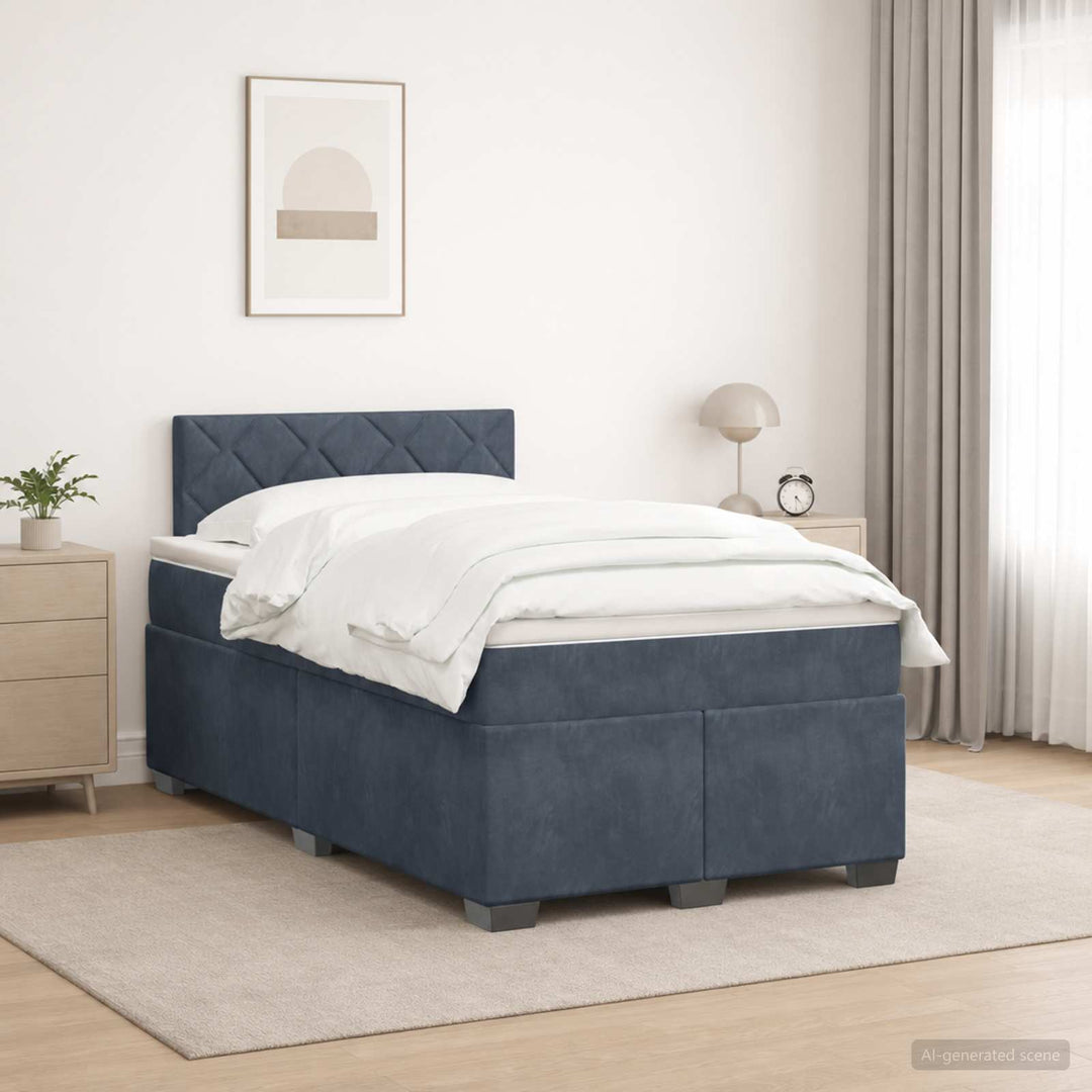 Box Spring Seng med Madras og LED Mørkegrå 120 x 190 cm Velour