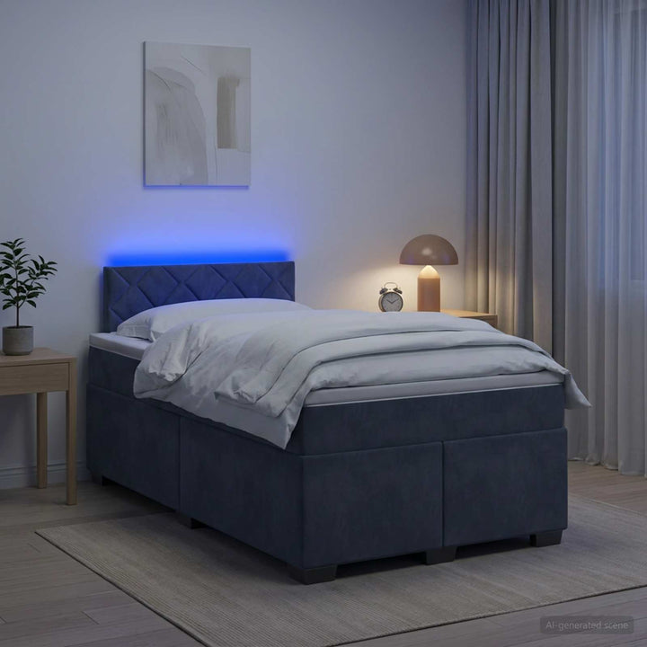 Box Spring Seng med Madras og LED Mørkegrå 120 x 190 cm Velour