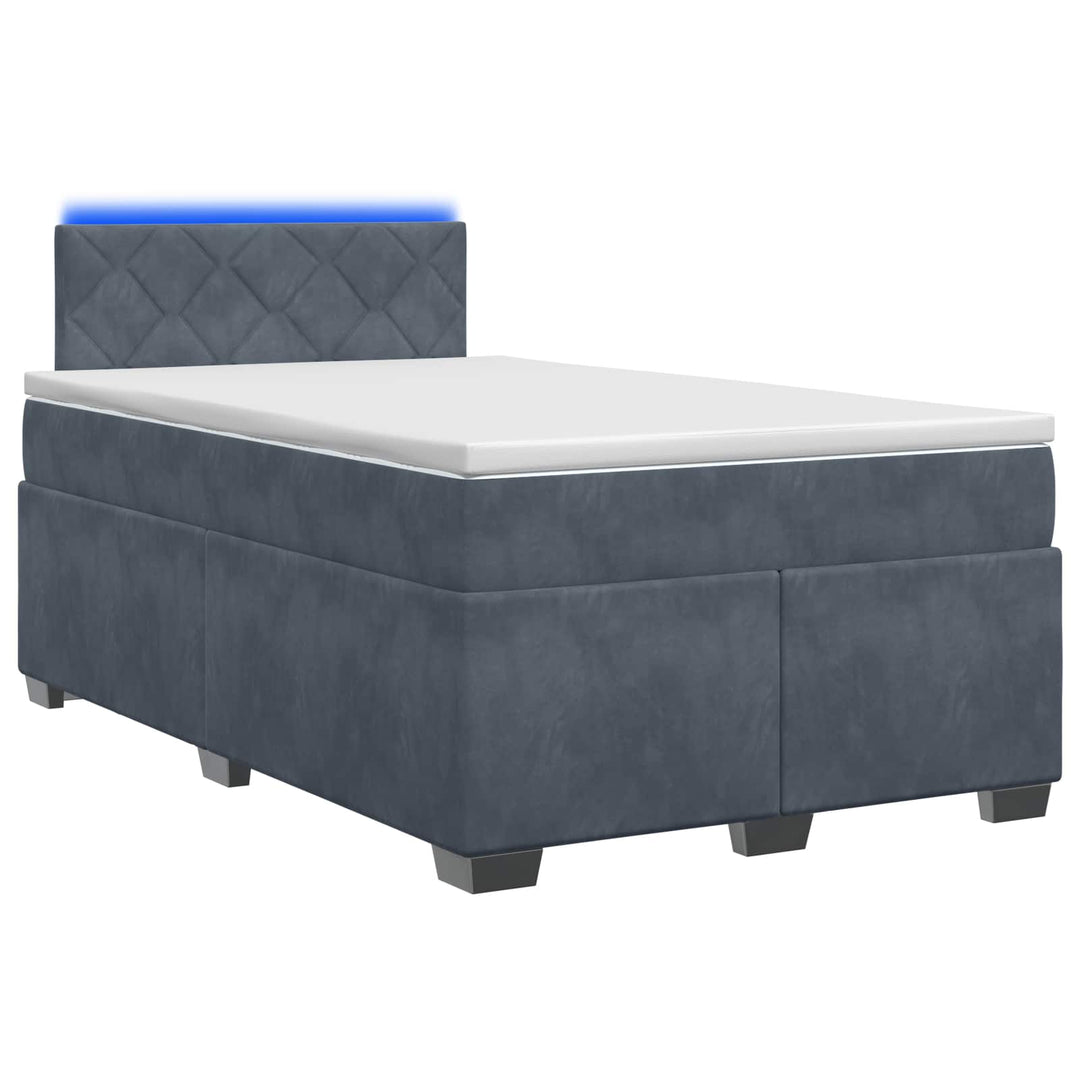 Box Spring Seng med Madras og LED Mørkegrå 120 x 190 cm Velour