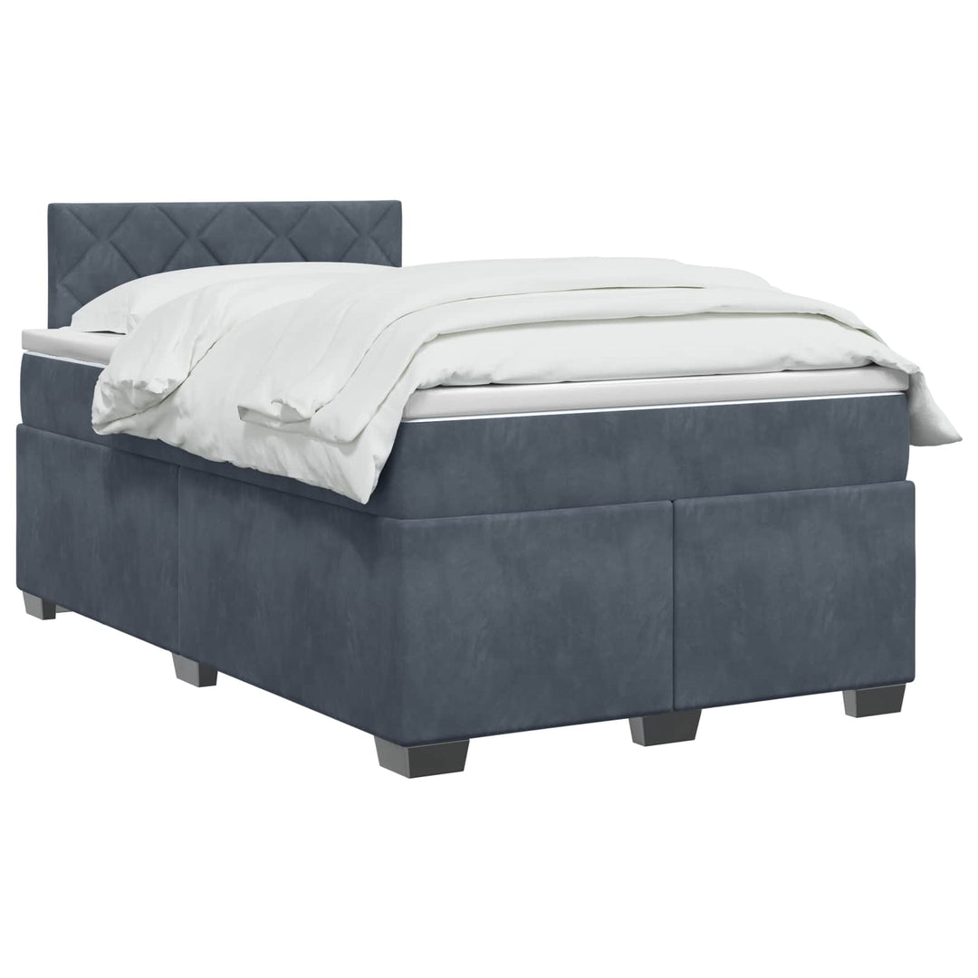 Box Spring Seng med Madras og LED Mørkegrå 120 x 190 cm Velour