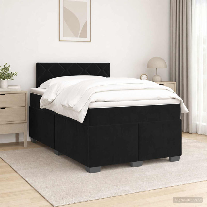 Box Spring Seng med Madras og LED Sort 120 x 190 cm Velour