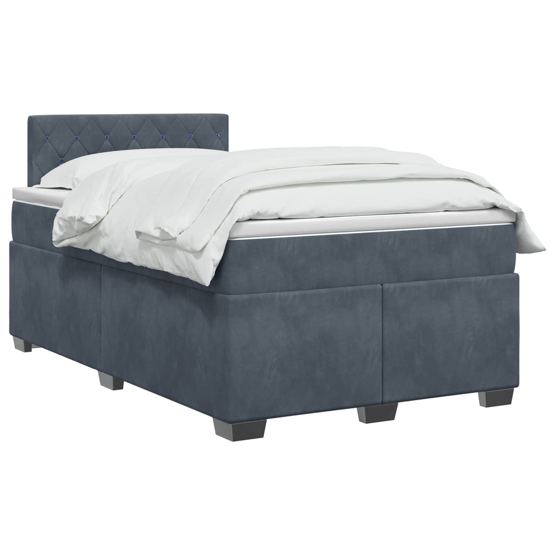 Box Spring Seng med Madras og LED Mørkegrå 120 x 200 cm Velour