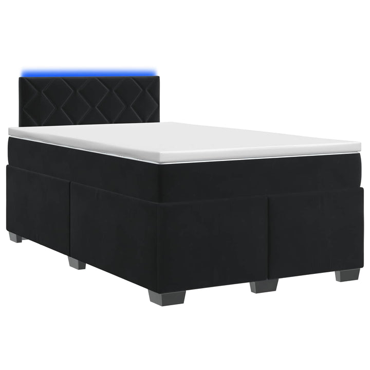Box Spring Seng med Madras og LED Sort 120 x 200 cm Velour