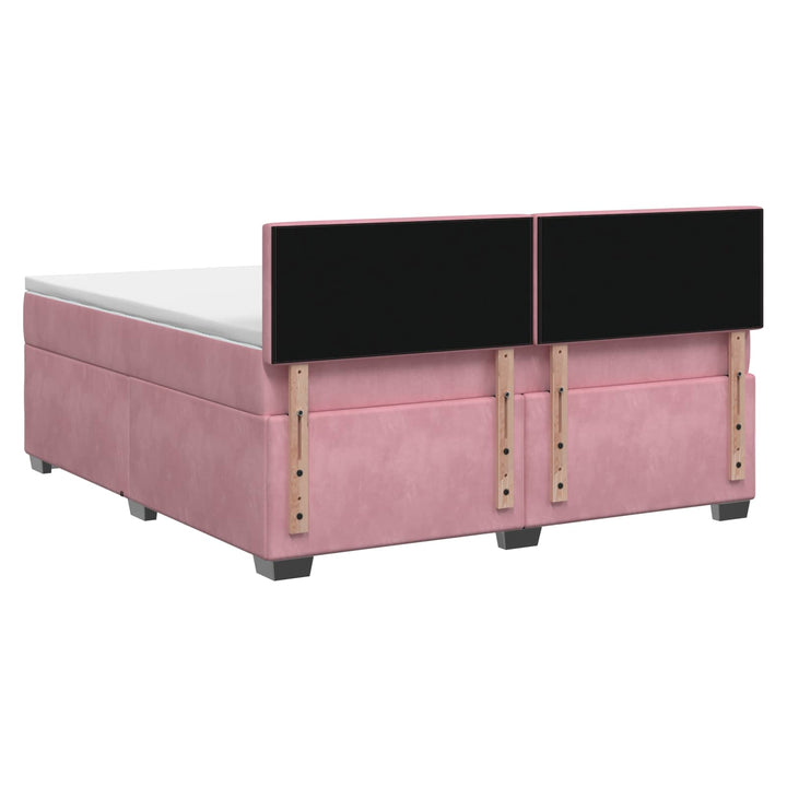 Box Spring Seng med Madras og LED Lyserød 140 x 200 cm Velour