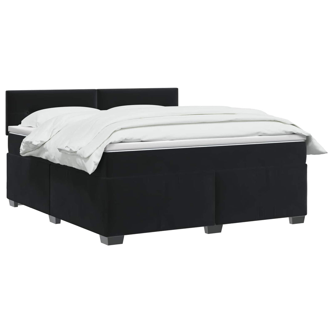 Box Spring Seng med Madras og LED Sort 160 x 200 cm Velour