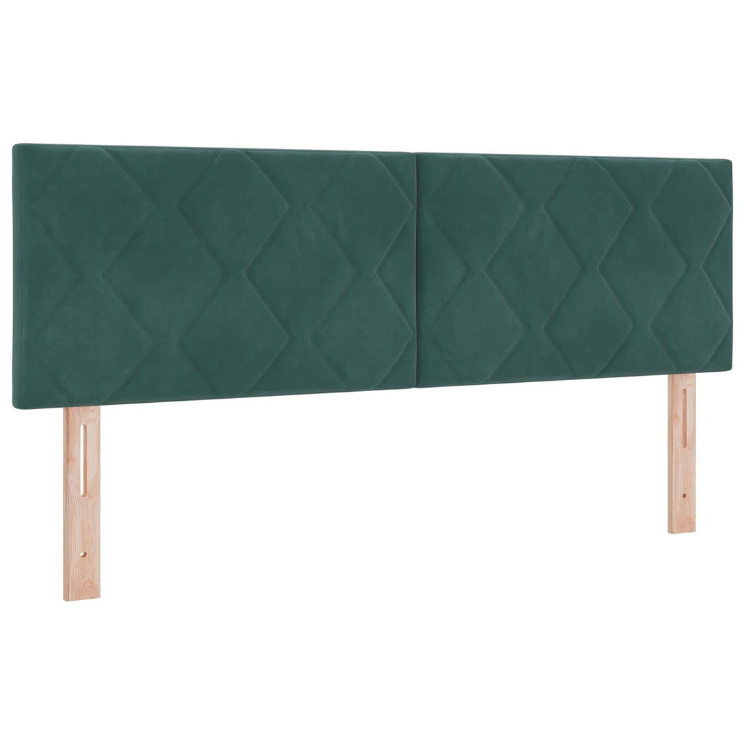 Box Spring Seng med Madras og LED Mørkegrøn 160 x 200 cm Velour