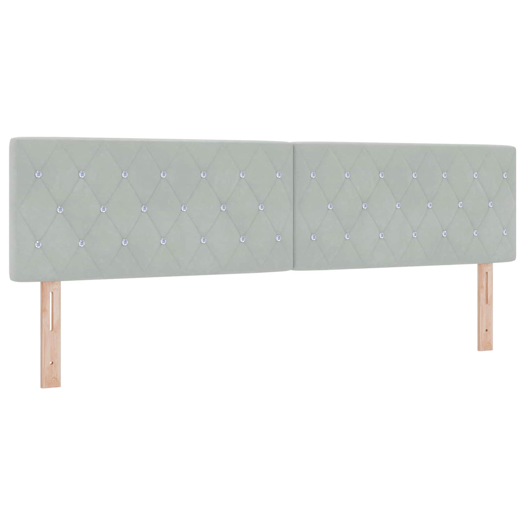 Box Spring Seng med Madras og LED Lysegrå 180 x 200 cm Velour