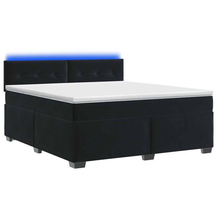 Box Spring Seng med Madras og LED Sort 180 x 200 cm Velour