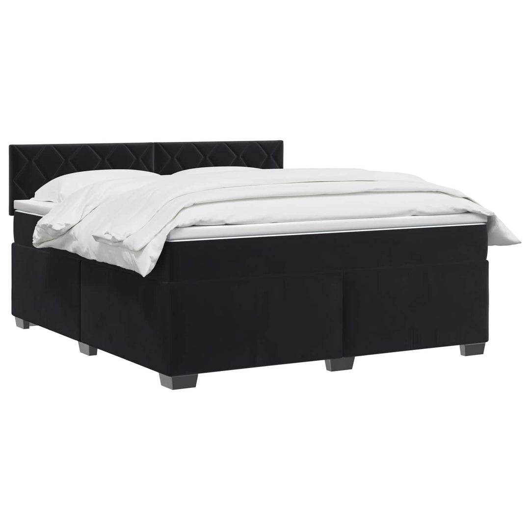 Box Spring Seng med Madras og LED Sort 180 x 200 cm Velour