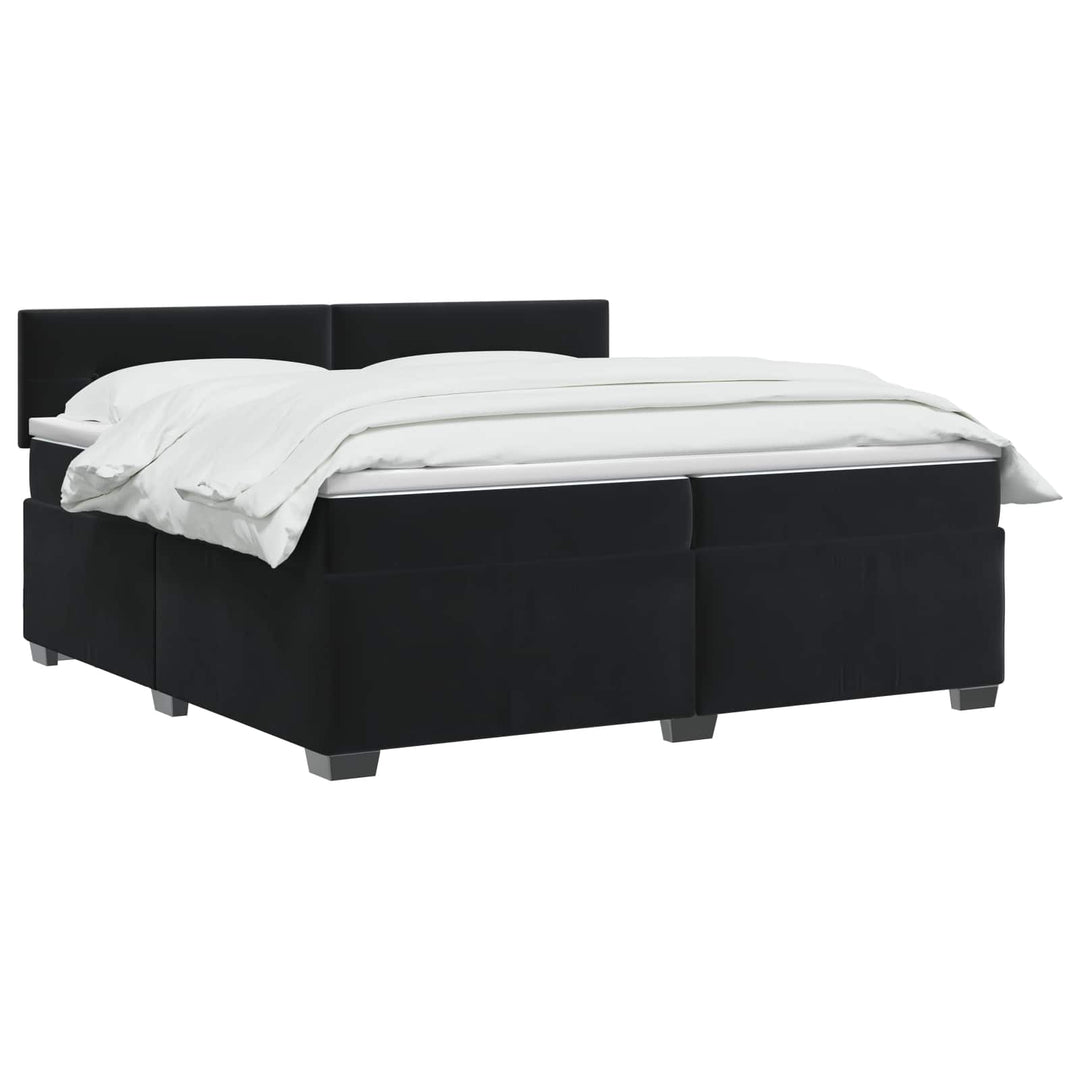Box Spring Seng med Madras og LED Sort 200 x 200 cm Velour