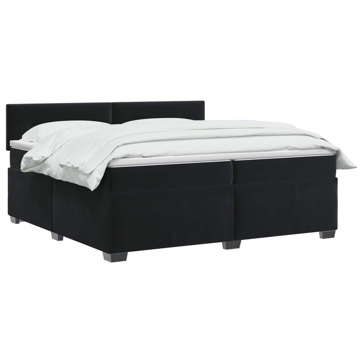 Box Spring Seng med Madras og LED Sort 200 x 200 cm Velour