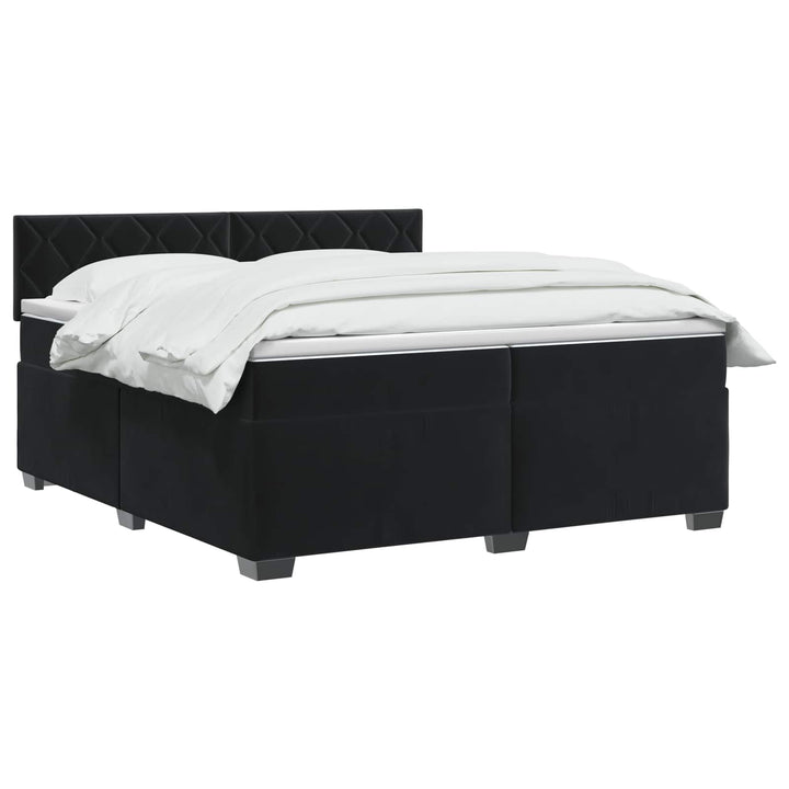 Box Spring Seng med Madras og LED Sort 200 x 200 cm Velour