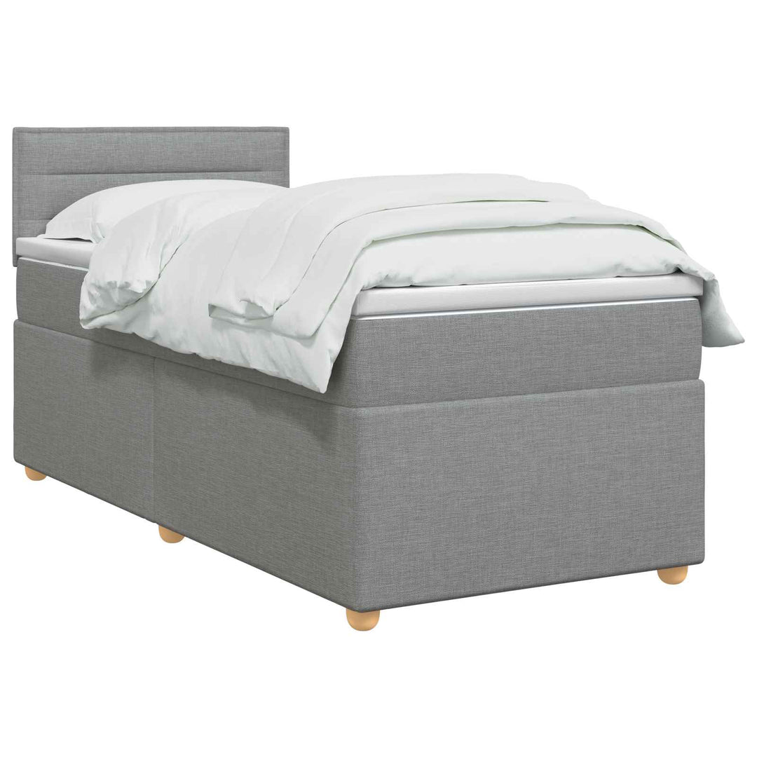Boxmadras med topmadras med hovedgærde Lysegrå 80 x 200 cm Stof