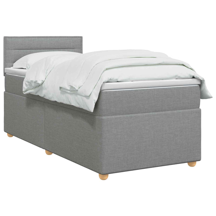 Boxmadras med topmadras med hovedgærde Lysegrå 80 x 200 cm Stof