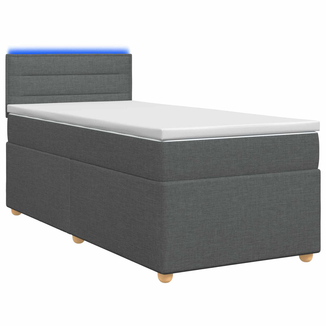 Boxmadras med topmadras Mørkegrå 80 x 200 cm Stof