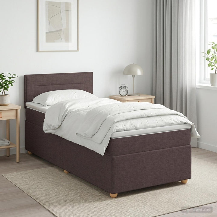 Boxmadras med topmadras Mørk Brun 80 x 200 cm Stof