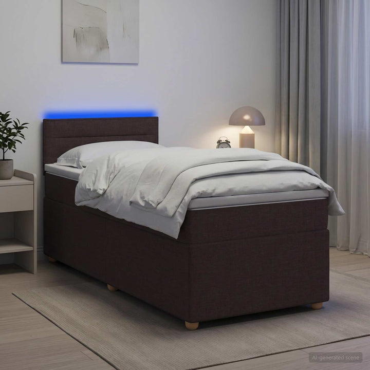 Boxmadras med topmadras Mørk Brun 80 x 200 cm Stof