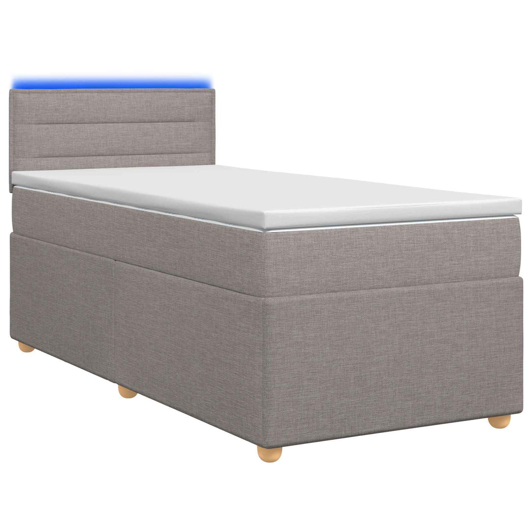 Boxmadras med topmadras med hovedgærde Gråbrun 80 x 200 cm Stof