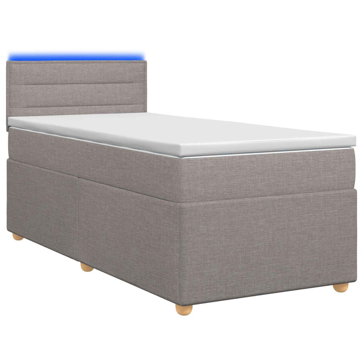 Boxmadras med topmadras med hovedgærde Gråbrun 80 x 200 cm Stof