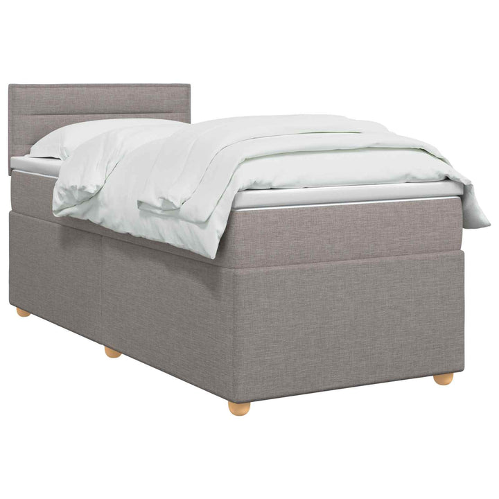 Boxmadras med topmadras med hovedgærde Gråbrun 80 x 200 cm Stof