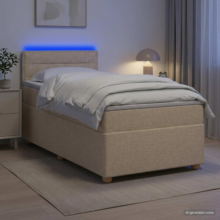 Boxmadras med topmadras Cremefarvet 100 x 200 cm Stof