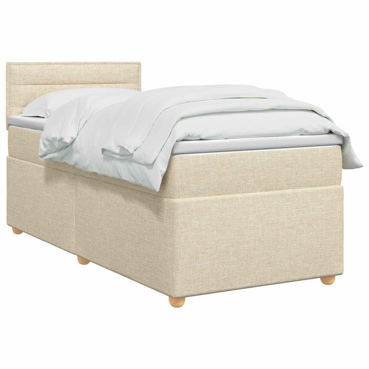 Boxmadras med topmadras Cremefarvet 80 x 200 cm Stof