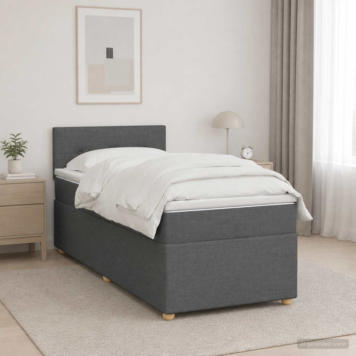 Boxmadras med topmadras Mørkegrå 90 x 190 cm Stof