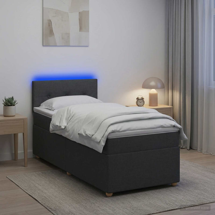 Boxmadras med topmadras Mørkegrå 80 x 200 cm Stof