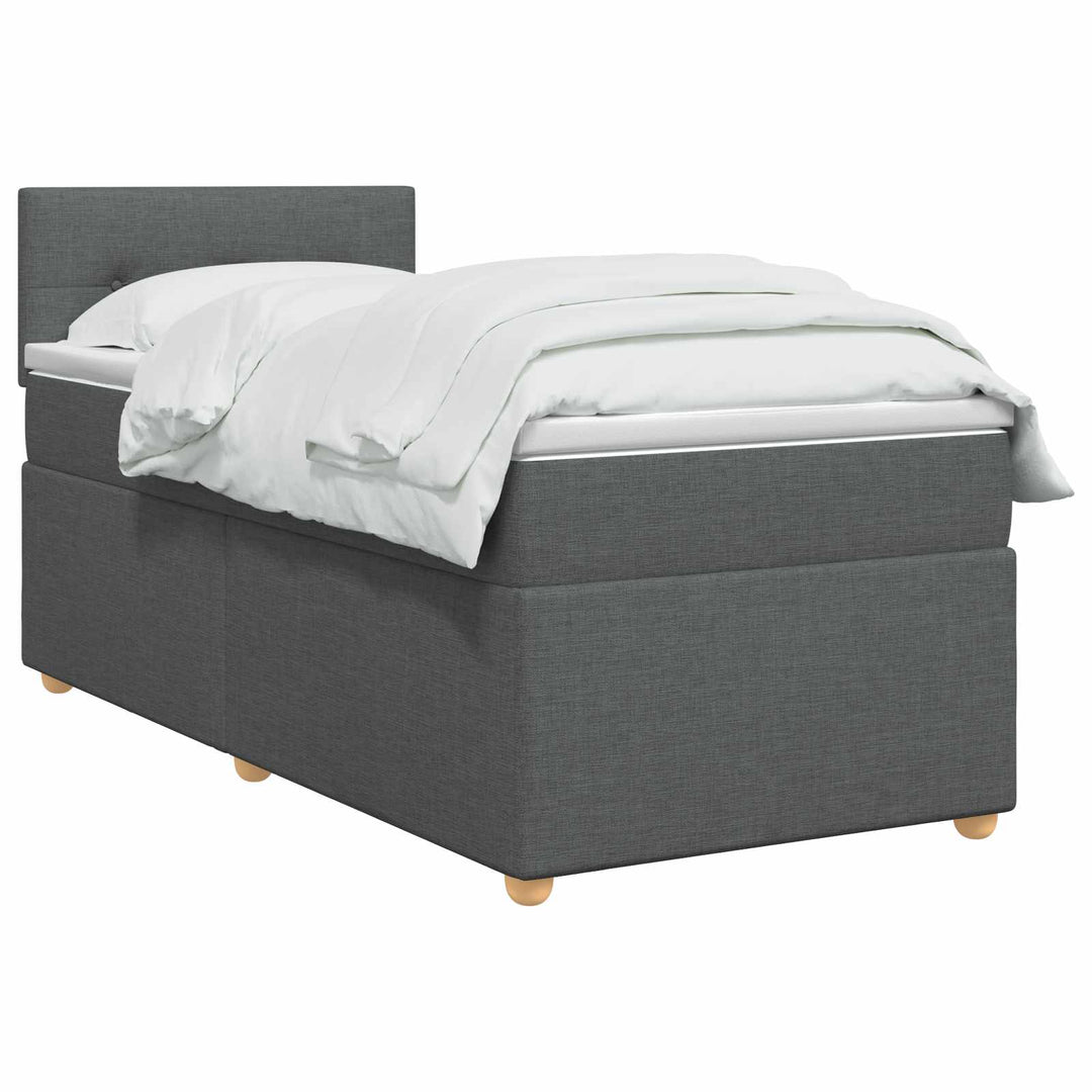Boxmadras med topmadras Mørkegrå 80 x 200 cm Stof