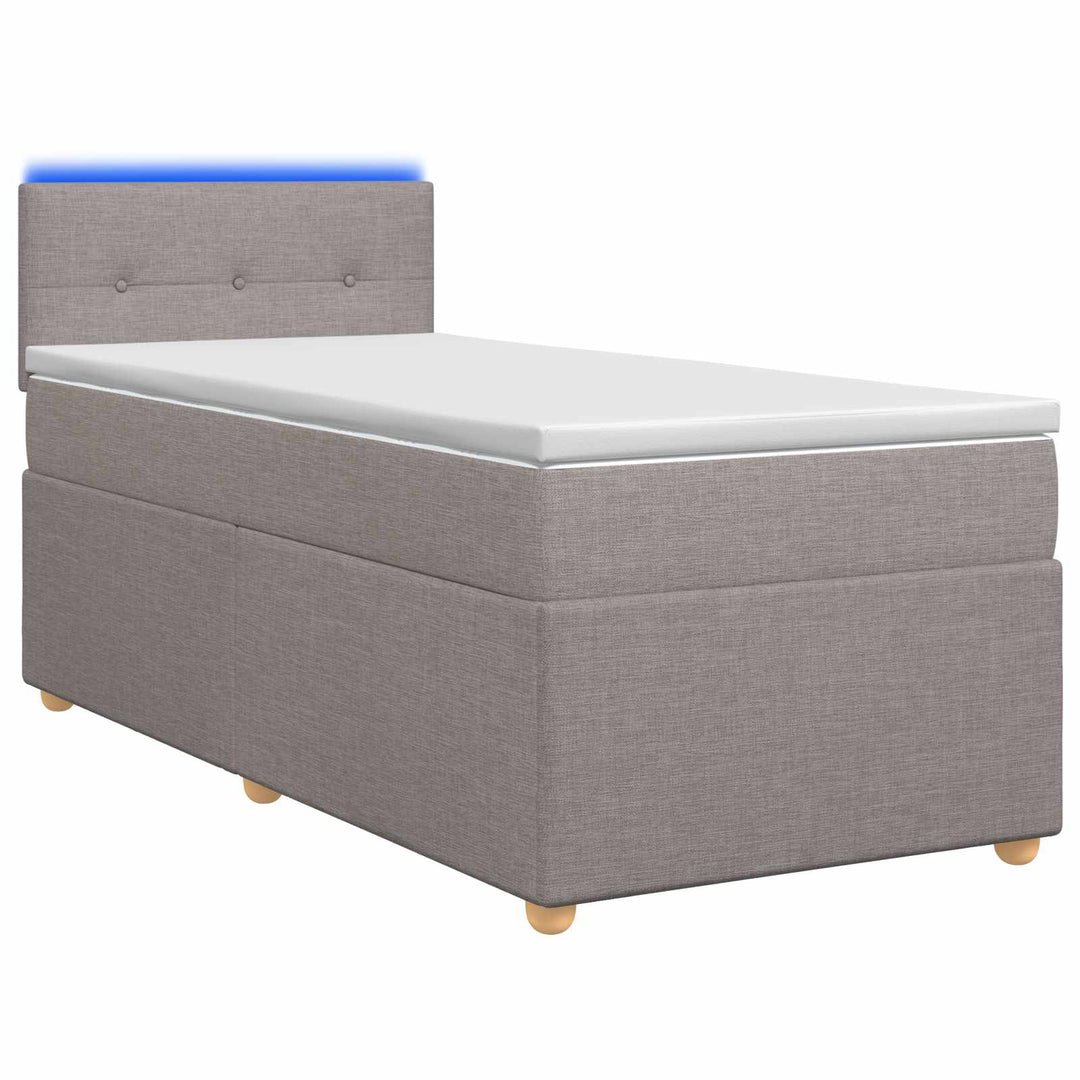 Boxmadras med topmadras med hovedgærde Gråbrun 80 x 200 cm Stof