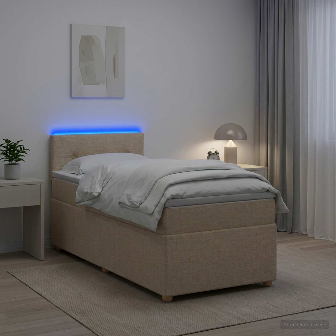 Boxmadras med topmadras Cremefarvet 80 x 200 cm Stof