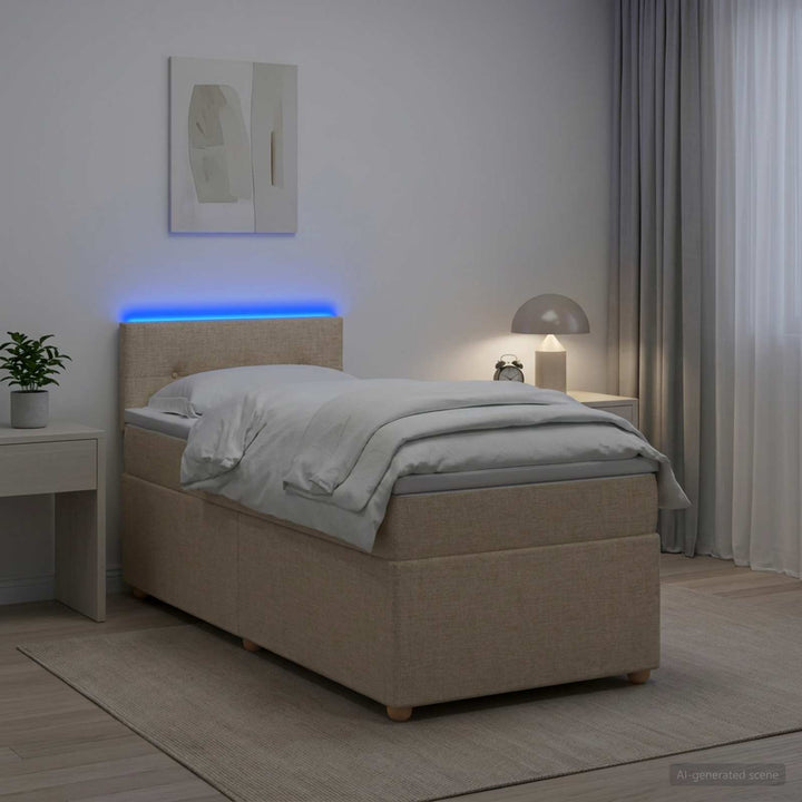 Boxmadras med topmadras Cremefarvet 80 x 200 cm Stof