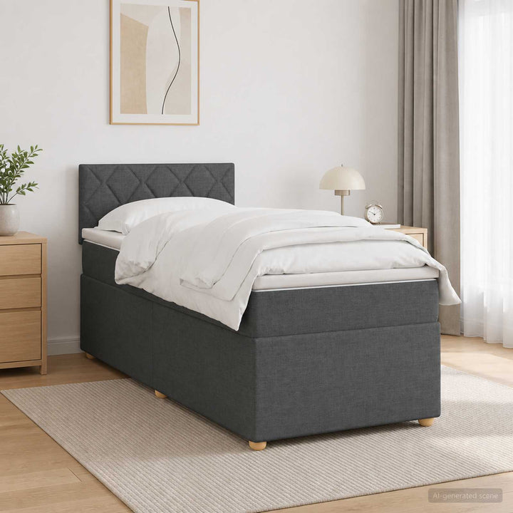 Boxmadras med topmadras Mørkegrå 100 x 200 cm Stof