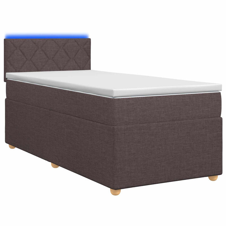 Boxmadras med topmadras Mørk Brun 80 x 200 cm Stof