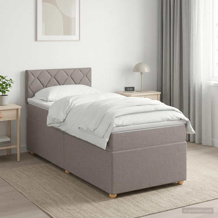 Boxmadras med topmadras Gråbrun 100 x 200 cm Stof
