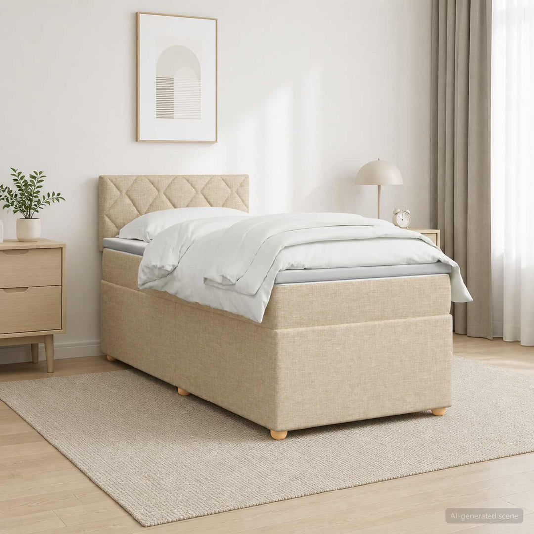 Boxmadras med topmadras Cremefarvet 80 x 200 cm Stof