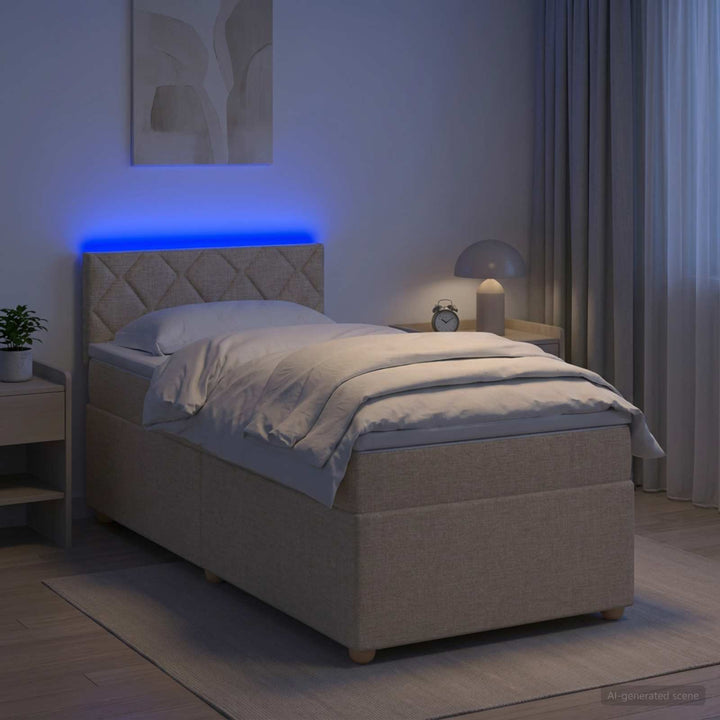 Boxmadras med topmadras Cremefarvet 80 x 200 cm Stof