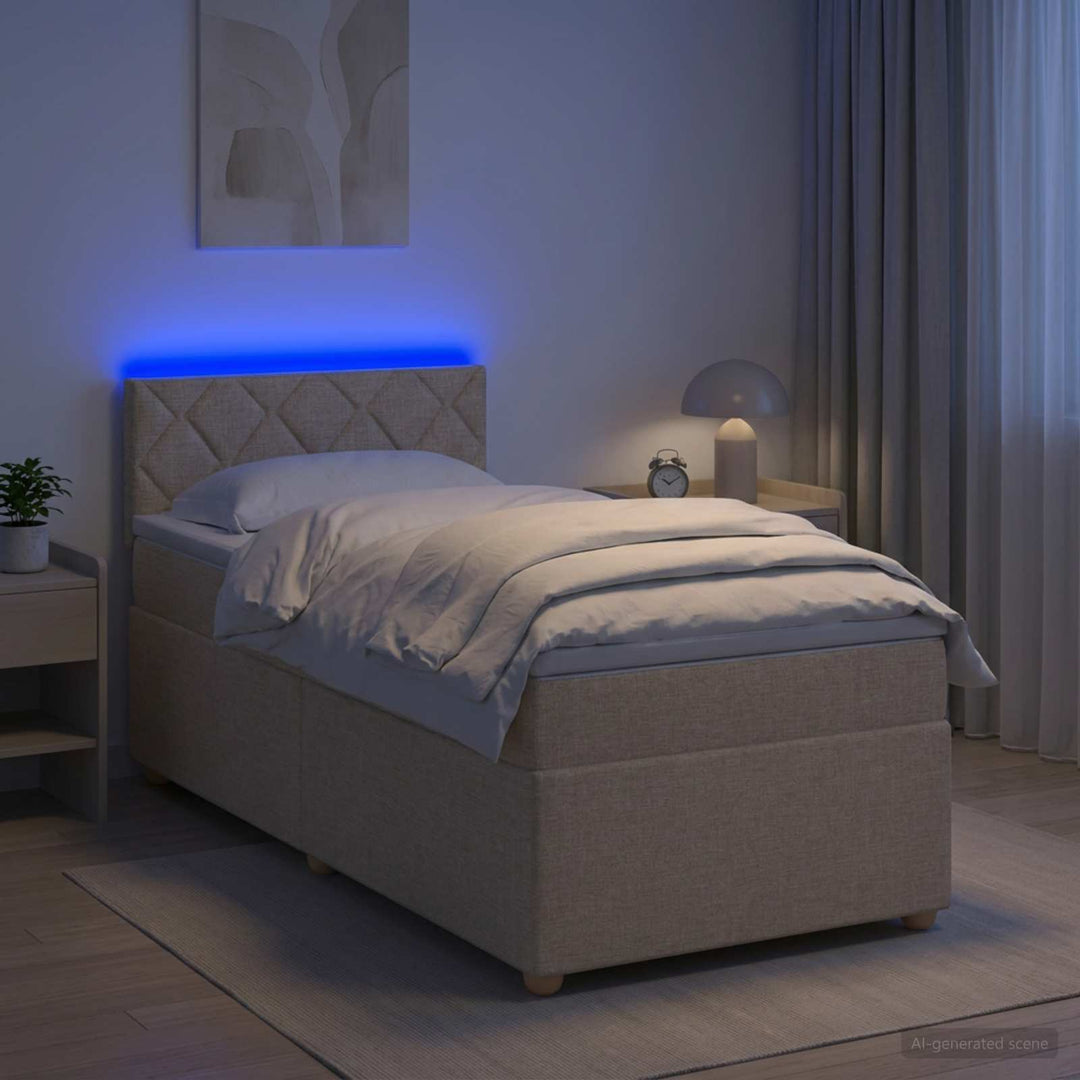 Boxmadras med topmadras Cremefarvet 100 x 200 cm Stof