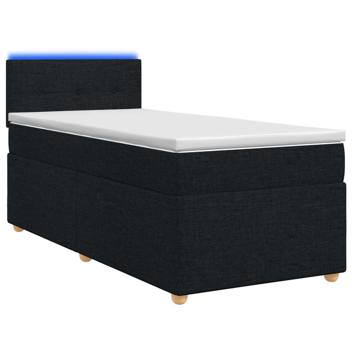 Boxmadras med topmadras med hovedgærde Sort 90 x 190 cm Stof