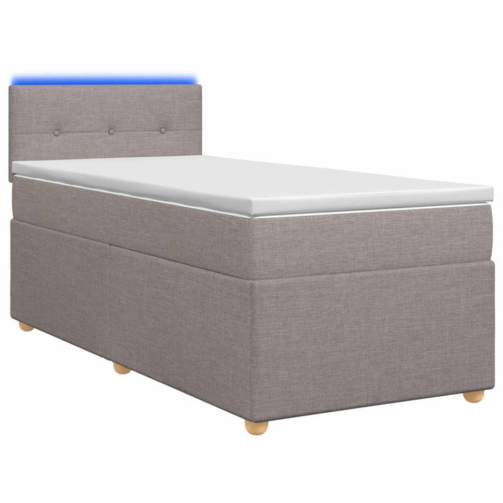 Boxmadras med topmadras med hovedgærde Gråbrun 90 x 190 cm Stof