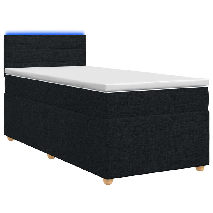 Boxmadras med topmadras med hovedgærde Sort 100 x 200 cm Stof