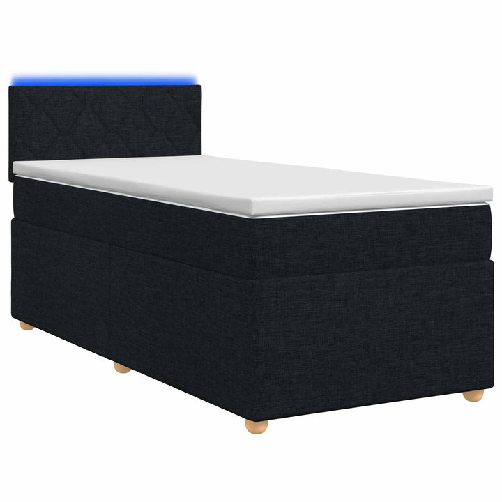 Boxmadras med topmadras med hovedgærde Sort 100 x 200 cm Stof