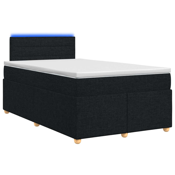 Boxmadras med topmadras med hovedgærde Sort 120 x 190 cm Stof