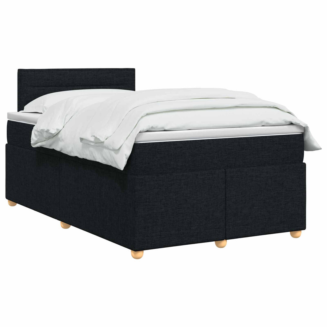 Boxmadras med topmadras med hovedgærde Sort 120 x 190 cm Stof