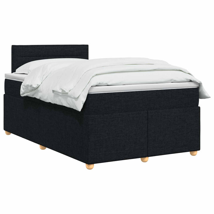 Boxmadras med topmadras med hovedgærde Sort 120 x 190 cm Stof