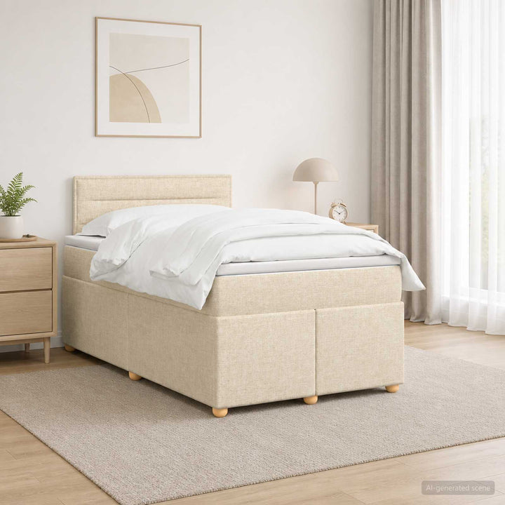 Boxmadras med topmadras Cremefarvet 120 x 200 cm Stof