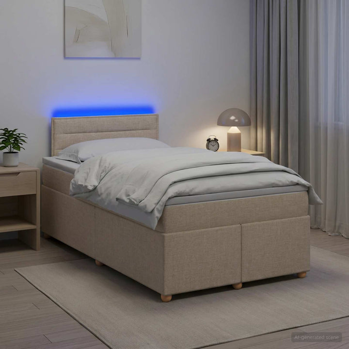 Boxmadras med topmadras Cremefarvet 120 x 200 cm Stof